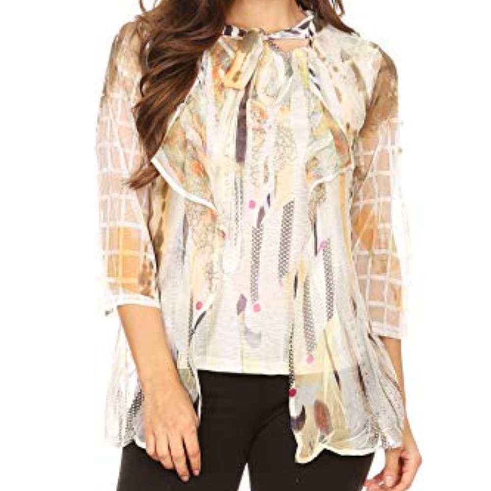 Women's Multi Color Two Layer Blouse
